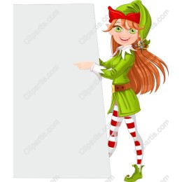 Charming Elf with Blank Sign