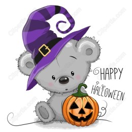 Cute Halloween Teddy Bear with Pumpkin