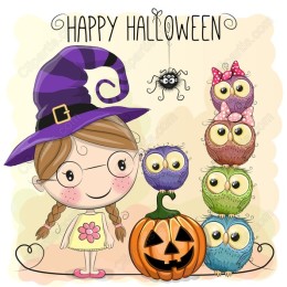 Charming Halloween Witch with Owls