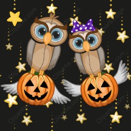 Charming Halloween Owl and Pumpkin