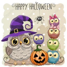 Halloween Owl Family