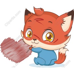 Adorable Fox Drawing with Heart