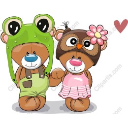 Whimsical Bear Duo - Frog & Owl Hats