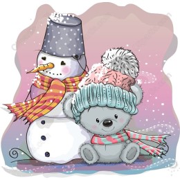 Winter Joy: Snowman and Teddy Bear