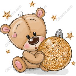Festive Bear with Glittering Ornament
