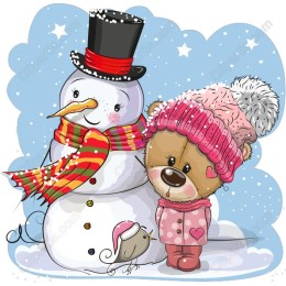 Winter Joy: Bear and Snowman