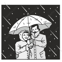 Romantic Couple Under Umbrella