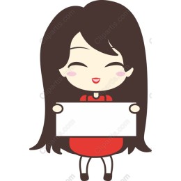 Cheerful Girl Holding Sign