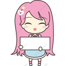 Cute Pink-Haired Girl with Blank Sign