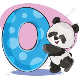 Cute Panda with Blue Number 0