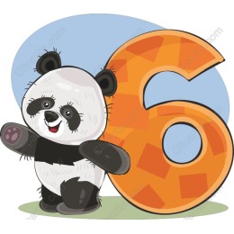 Adorable Panda with Number 6