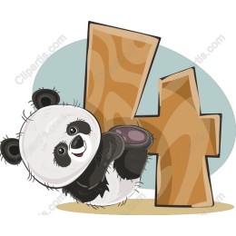 Cute Panda with Number Four