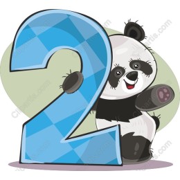 Happy Panda with Number 2
