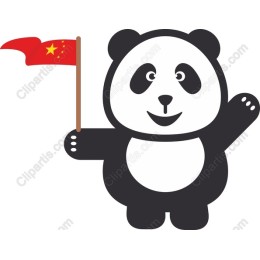 Cheerful Panda Waving Chinese Flag