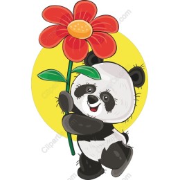 Charming Panda Holding Flower