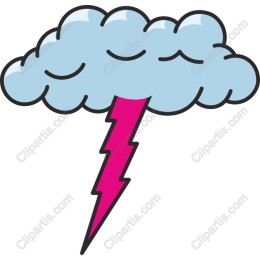 Vibrant Cartoon Cloud with Lightning Bolt