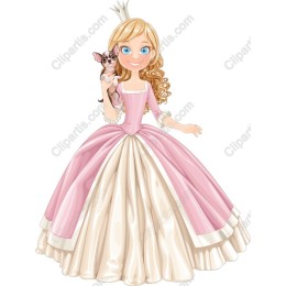 Charming Princess with Pet in Pink Gown