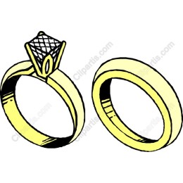 Golden Engagement Ring and Wedding Band