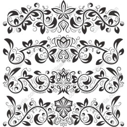Elegant Floral Set - Intricate Black-and-White