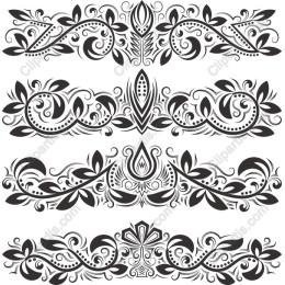 Floral Ornament Set - Elegant Black and White