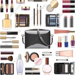 Chic Black Handbag with Luxurious Beauty Essentials