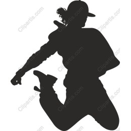 Jumping Softball Player