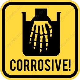 Corrosive Warning Sign with Skeleton Hand
