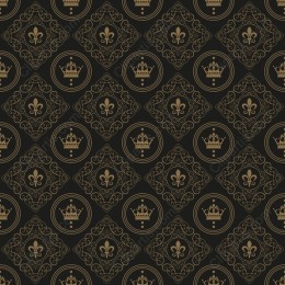 Regal Elegance Crown and Fleur-de-Lis Pattern