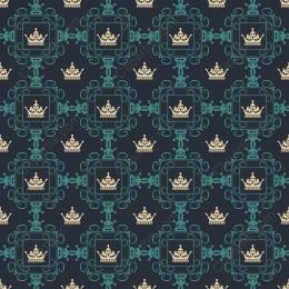 Regal Crown and Flourish Seamless Pattern