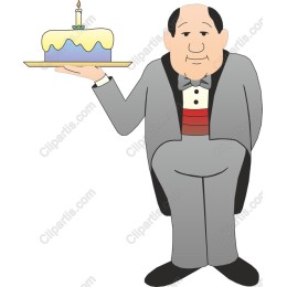 Charming Waiter with Cake