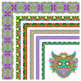 Vibrant Cultural Borders with Central Motif