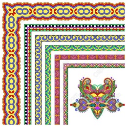 Vibrant Decorative Borders and Masquerade Mask Clipart Set