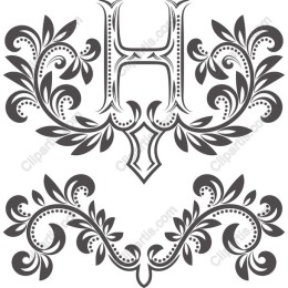 Ornate Floral Monogram 'H'