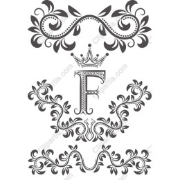 Elegant Floral Monogram - Letter F with Crown