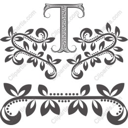 Elegant Letter T with Leafy Flourishes
