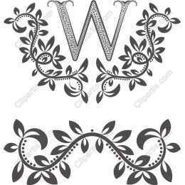 Floral Monogram Letter W