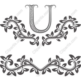 Elegant Floral Ornament - 'U'