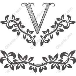 Elegant Floral Monogram V