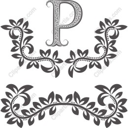 Elegant Decorative Letter P with Floral Accents