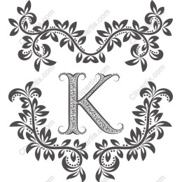 Elegant Ornate Letter 'K' Floral