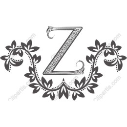Ornamental Letter Z with Floral Motifs