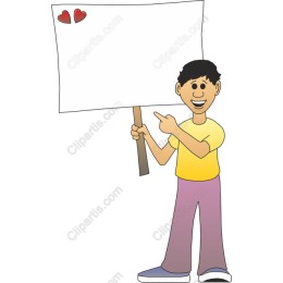 Cheerful Boy Holding Blank Sign