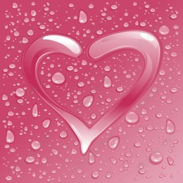 Glossy Heart with Raindrops