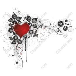 Romantic Red Heart and Floral