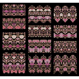 Exquisite Floral and Ornamental Borders Set