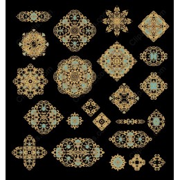 Ornate Gold and Turquoise Motif Collection
