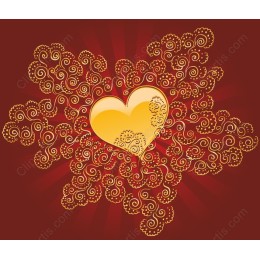 Elegant Yellow Heart with Swirl
