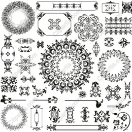 Elegant Black and White Decorative Elements Collection