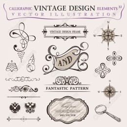 Calligraphic Vintage Elements XI Set