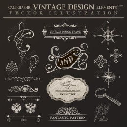 Calligraphic Vintage Elements Collection - 100%